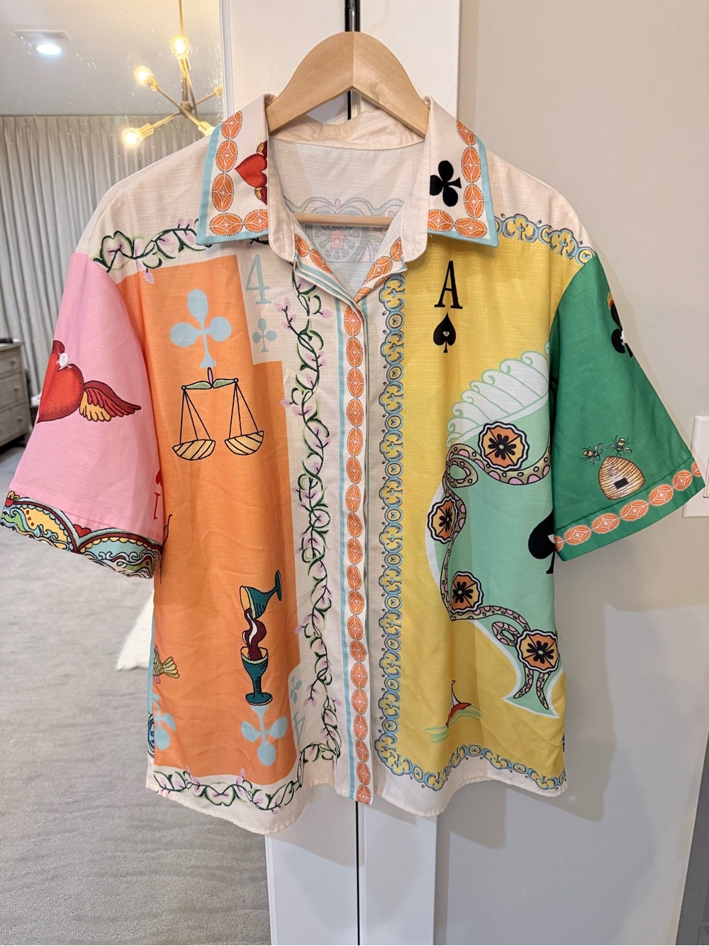 Women’s Color block Print Button-Up Shirt Size Large